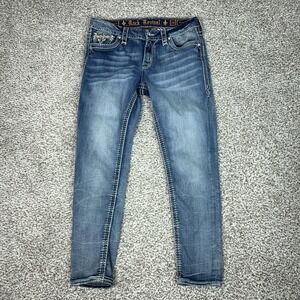 Rock Revival Jeans Womens 29 Blue Kearney Easy Skinny Embellished Jeans Denim